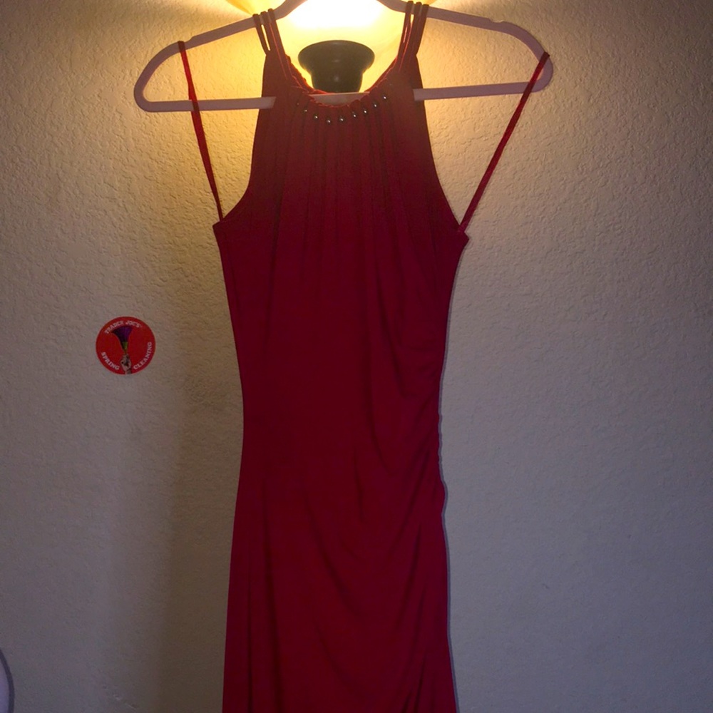 Red halter dress